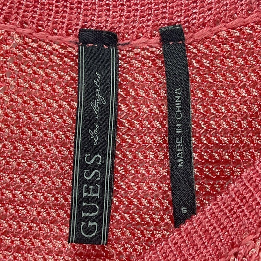 GUESS Los Angeles Womens Small Top Open Knit Coral Sweater - Picture 10 of 14